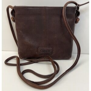 Cargoit Leather Crossbody Bag Small Zip Close Lined Shoulder Purse Brown Travel